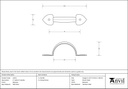Beeswax 4&quot; Gothic D Handle - 33151 - Technical Drawing