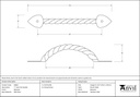 Beeswax 7&quot; Twist Pull Handle - 83665 - Technical Drawing