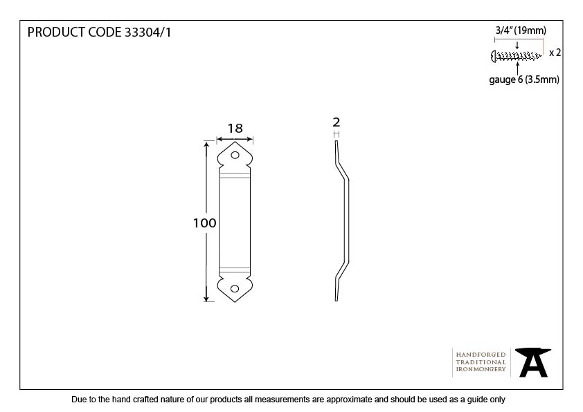 Beeswax Gothic Screw on Staple - 33304/1 - Technical Drawing