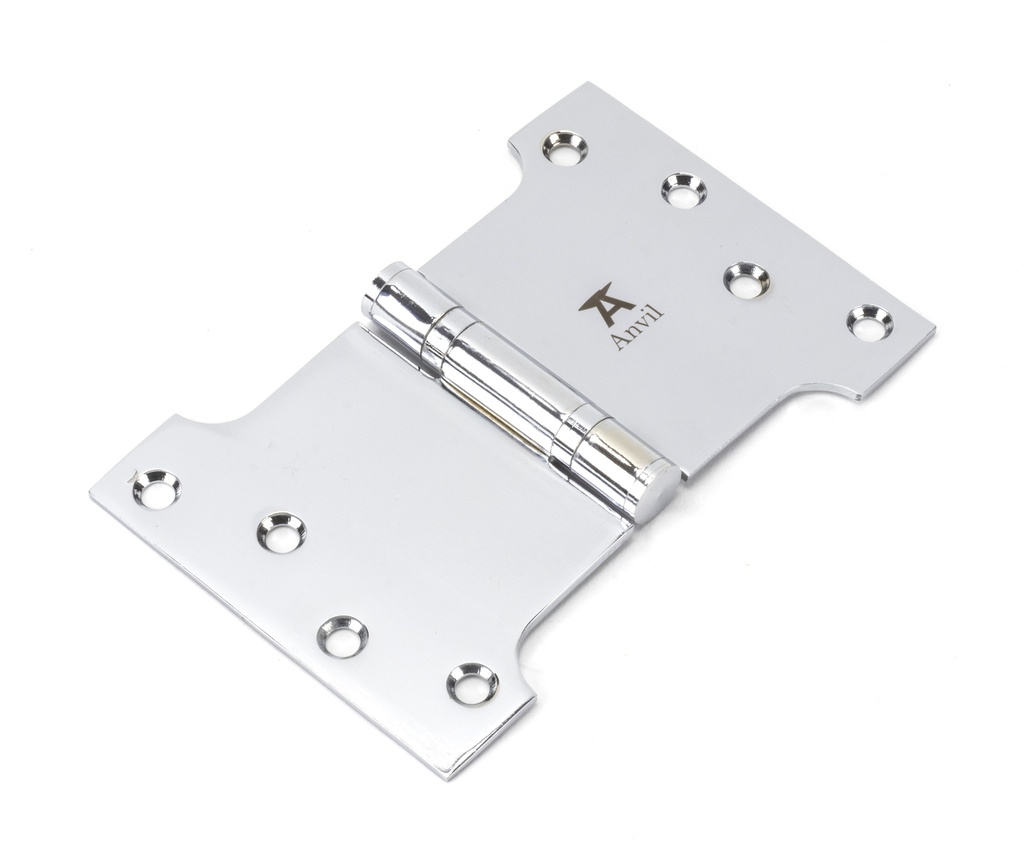 Polished Chrome 4&quot; x 4&quot; x 6&quot; Parliament Hinge (pair) ss - 49559