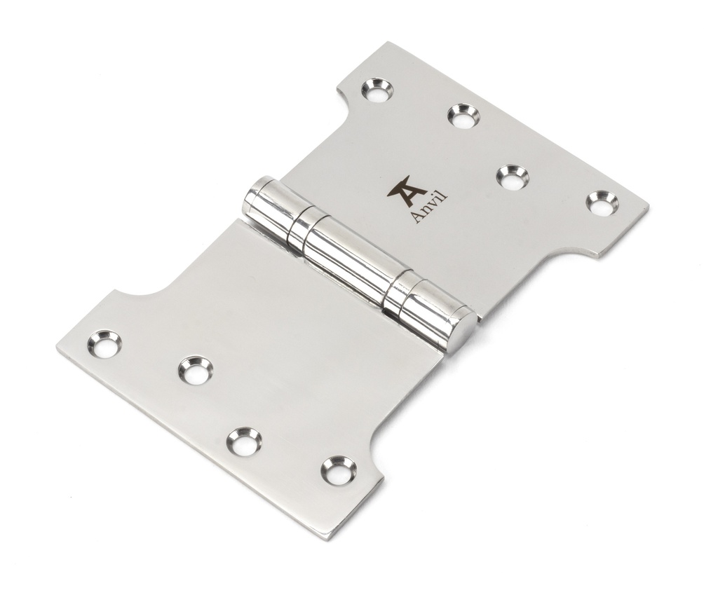 Polished SS 4&quot; x 4&quot; x 6&quot; Parliament Hinge (pair) - 49579