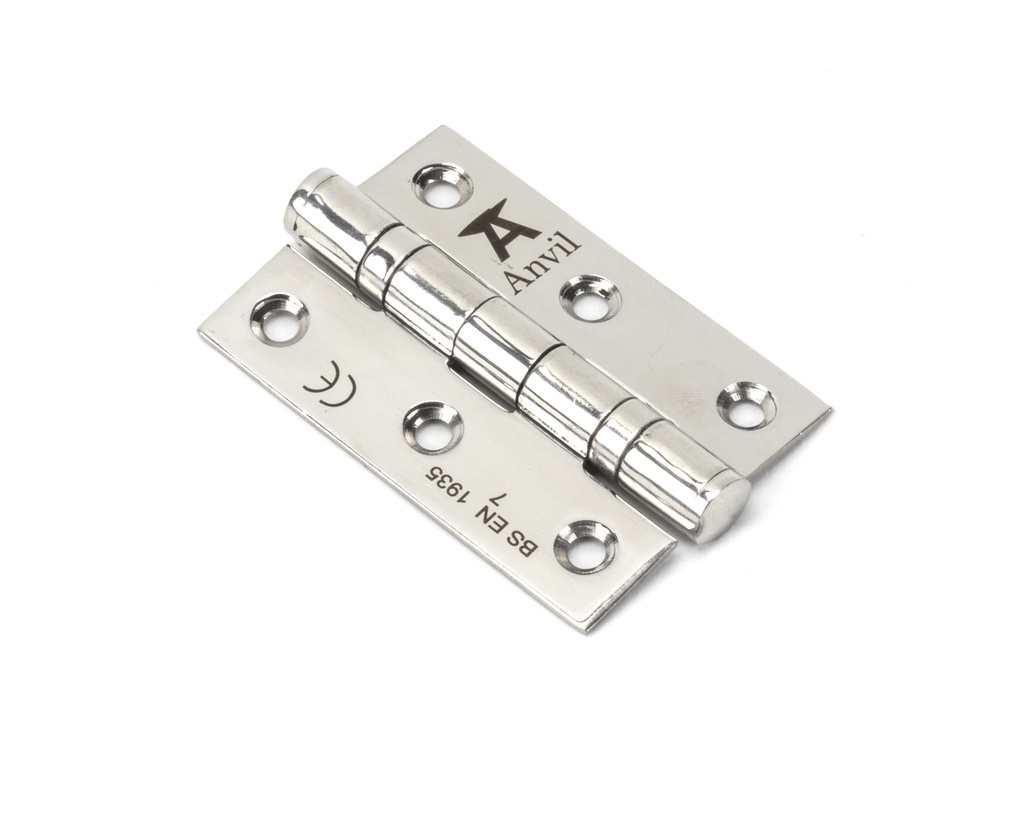 Polished SS 3" Ball Bearing Butt Hinge (pair) - 49571