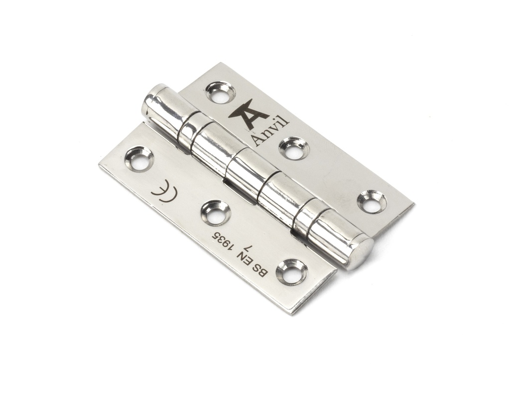 Polished SS 3&quot; Ball Bearing Butt Hinge (pair) - 49571