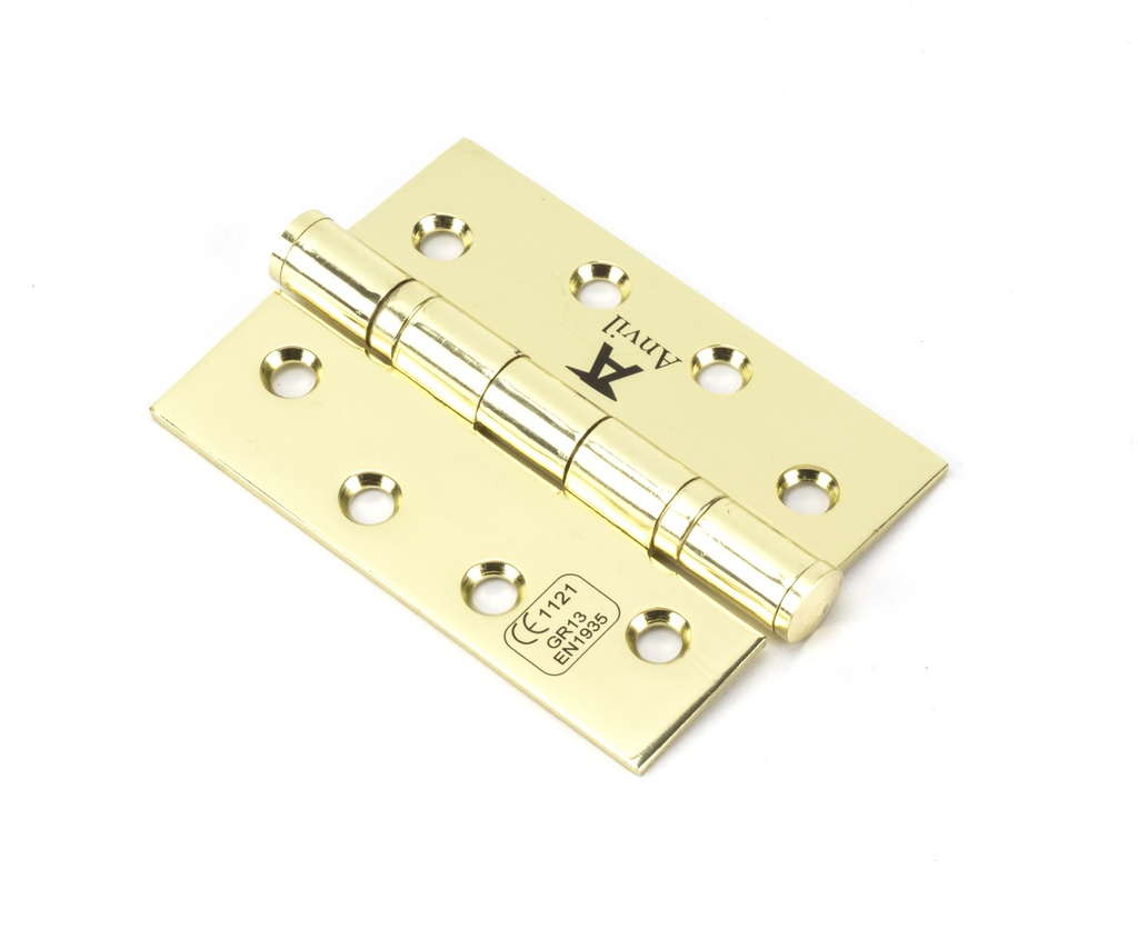 Polished Brass 4&quot; Ball Bearing Butt Hinge (pair) ss - 49573