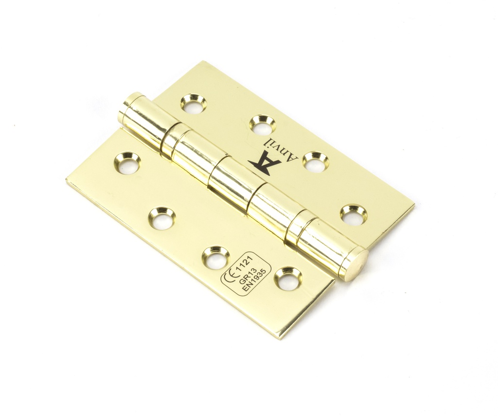 Polished Brass 4" Ball Bearing Butt Hinge (pair) ss - 49573