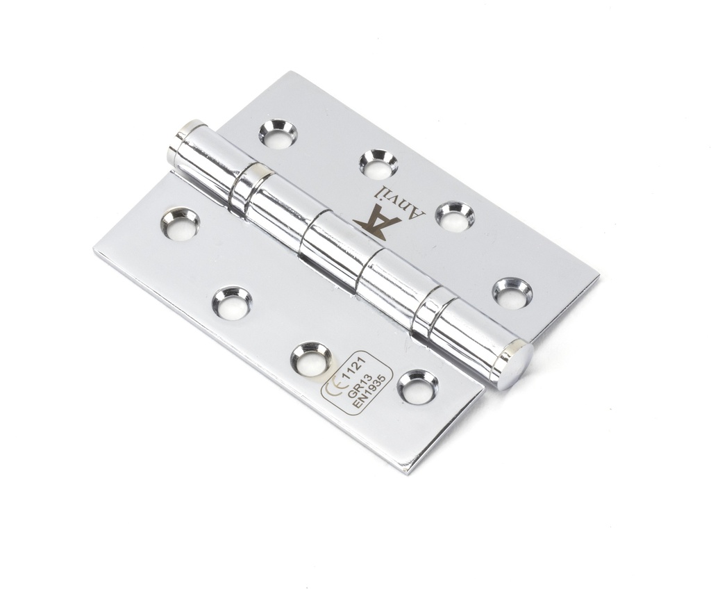 Polished Chrome 4&quot; Ball Bearing Butt Hinge (pair) ss - 49576