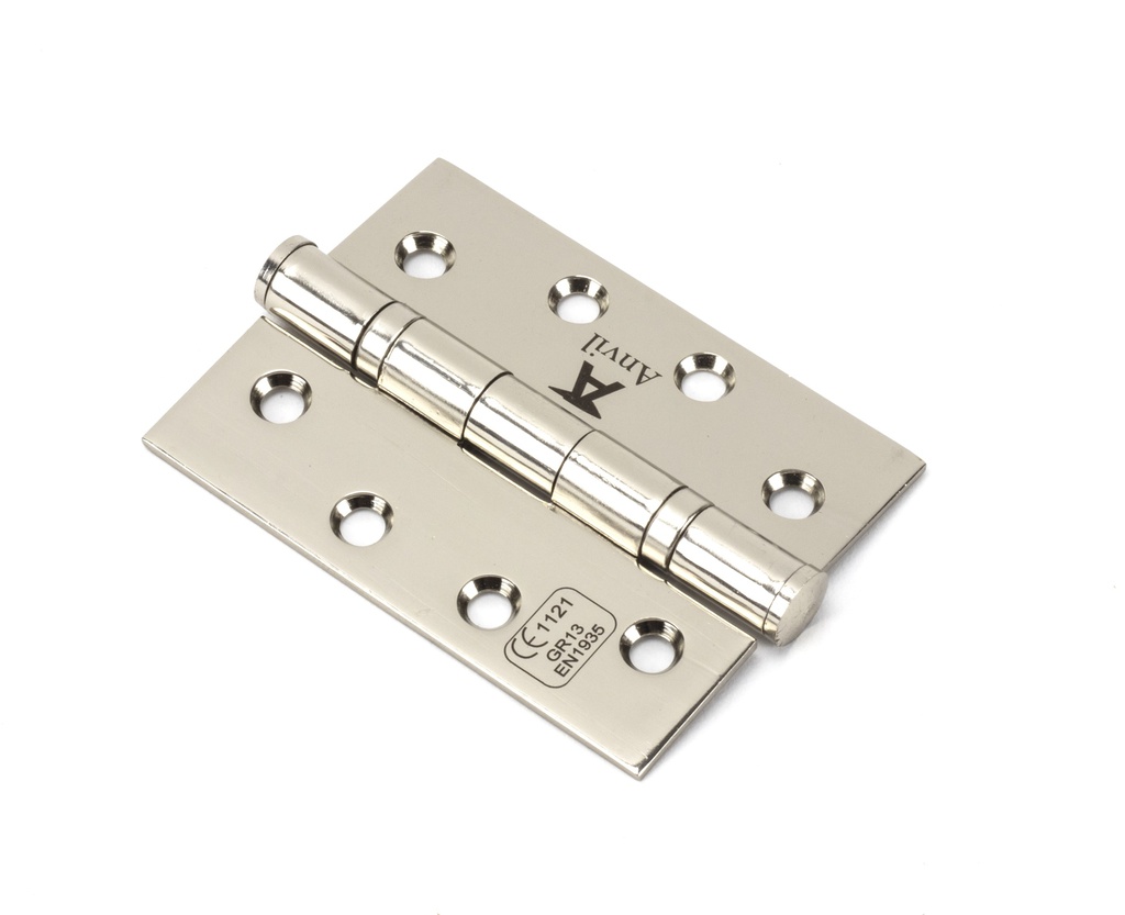 Polished Nickel 4&quot; Ball Bearing Butt Hinge (pair) ss - 49582