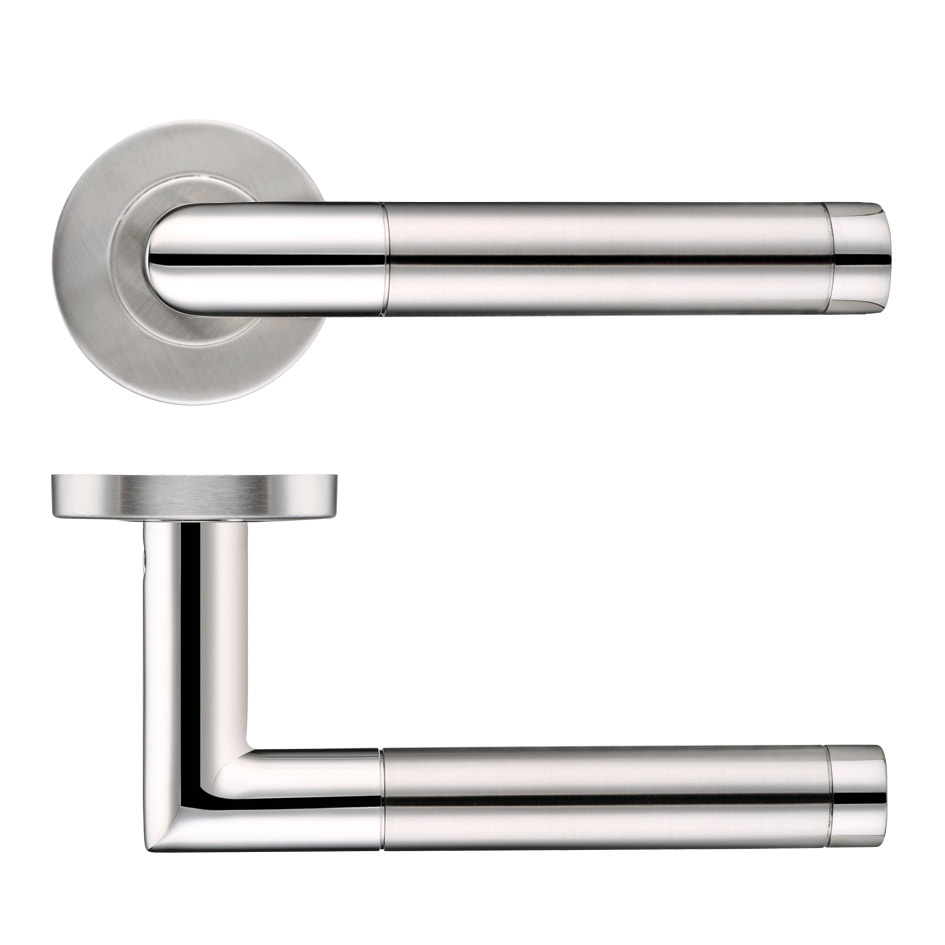 19mm Mitred Dual Finish Lever - Push On Rose - 52mm Dia - Grade 201
