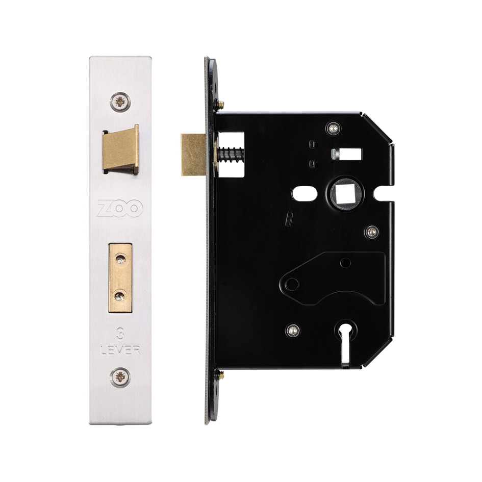 3 Lever Replacement Sash Lock - 76mm c/w PVD Forend and Strike