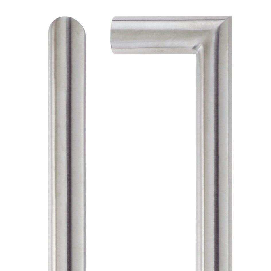 19mm Mitred Pull Handle - 150mm Centers - Grade 201 - Bolt Through Fixings