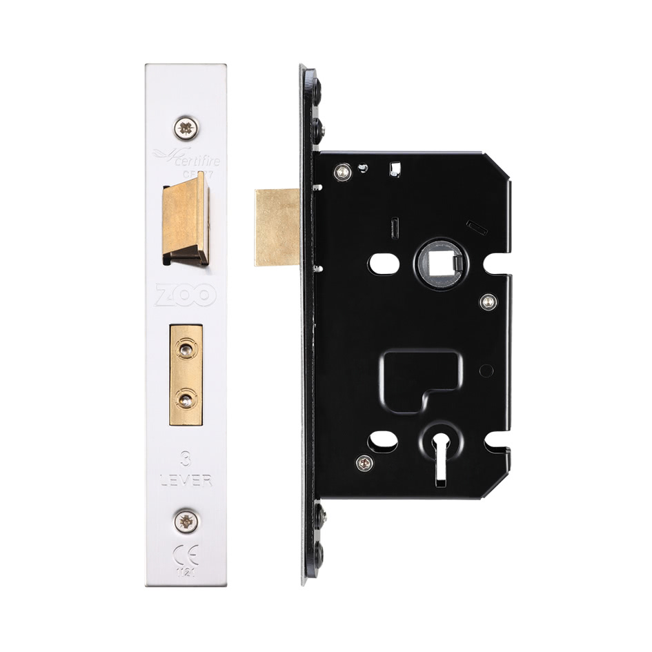 3 Lever Sash Lock - 64mm C/W PVD Forend and Strike