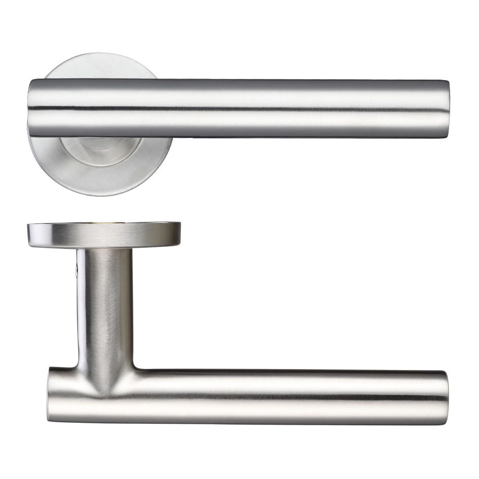 19mm Straight T-Bar Lever - Push On Rose - 52mm Dia - Grade 201