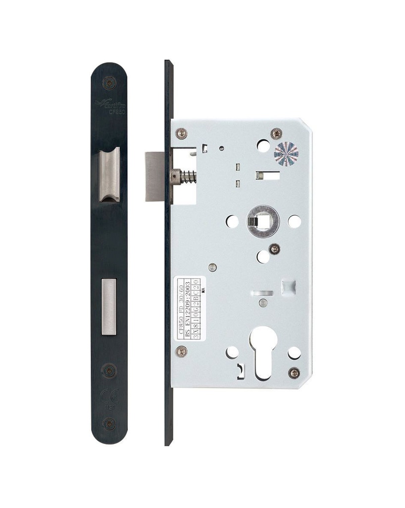 DIN Euro Sash Lock Case 60mm - Radiused Faceplate - Onyx Black