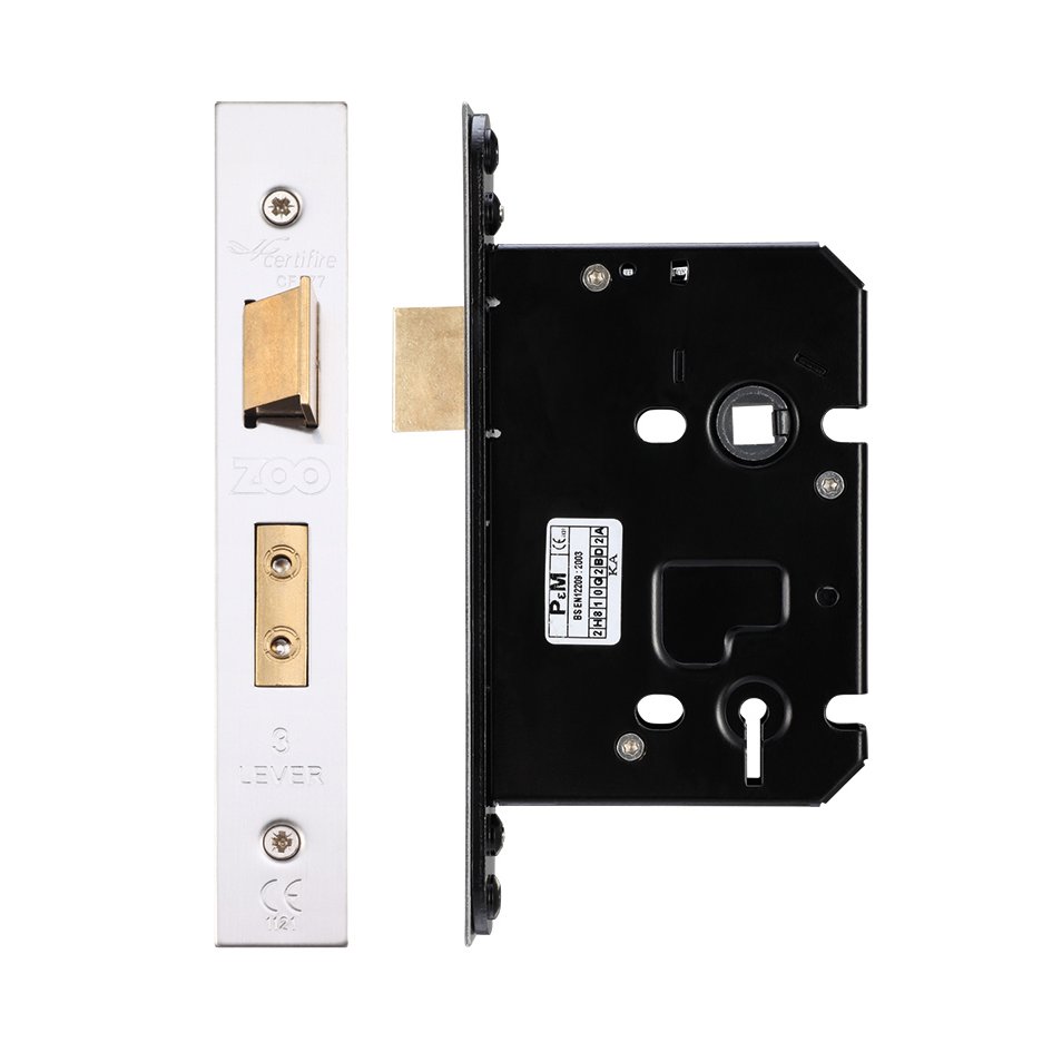 3 Lever Sash Lock - 76mm C/W Stainless Steel Forend and Strike - Keyed Alike
