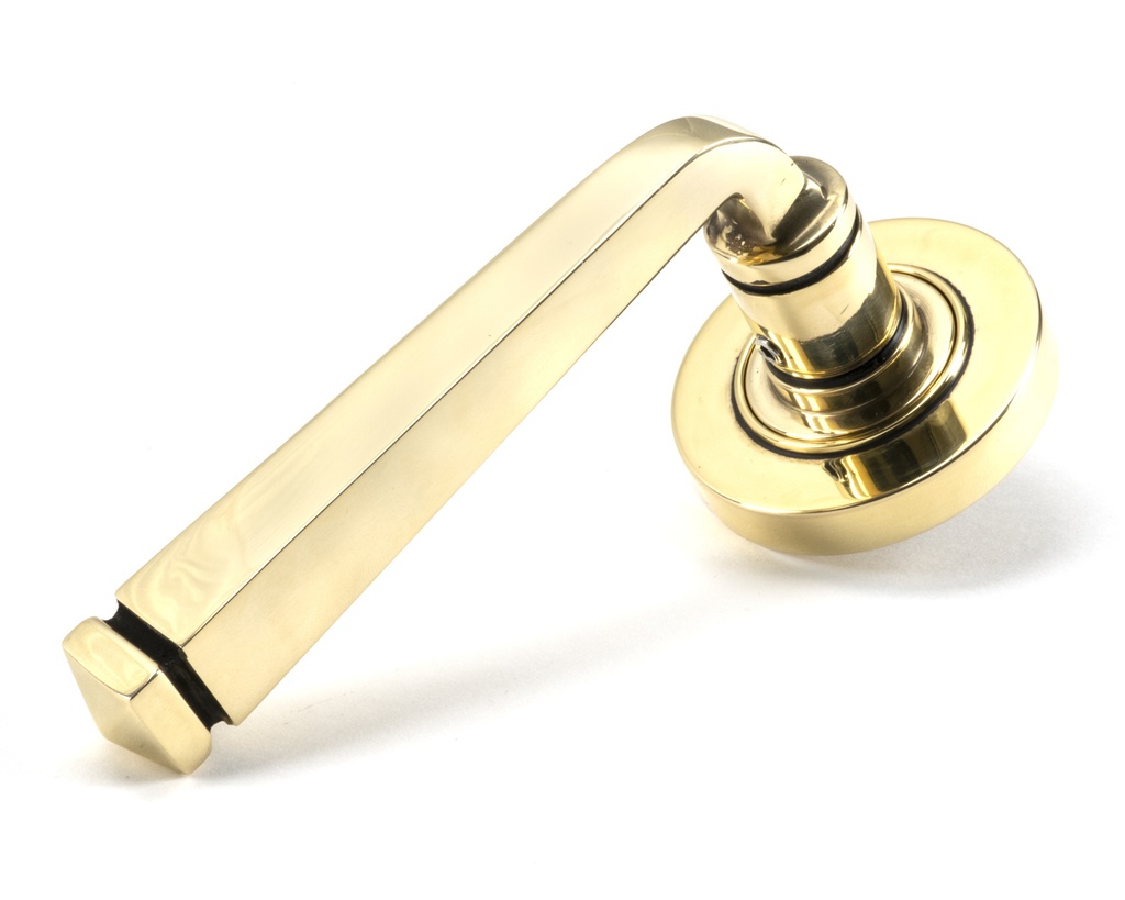 Aged Brass Avon Round Lever on Rose Set (Plain) - 45611