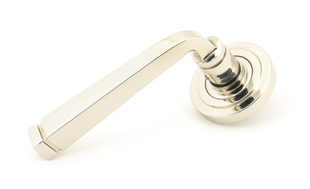 Polished Nickel Avon Round Lever on Rose Set (Art Deco) - 45620