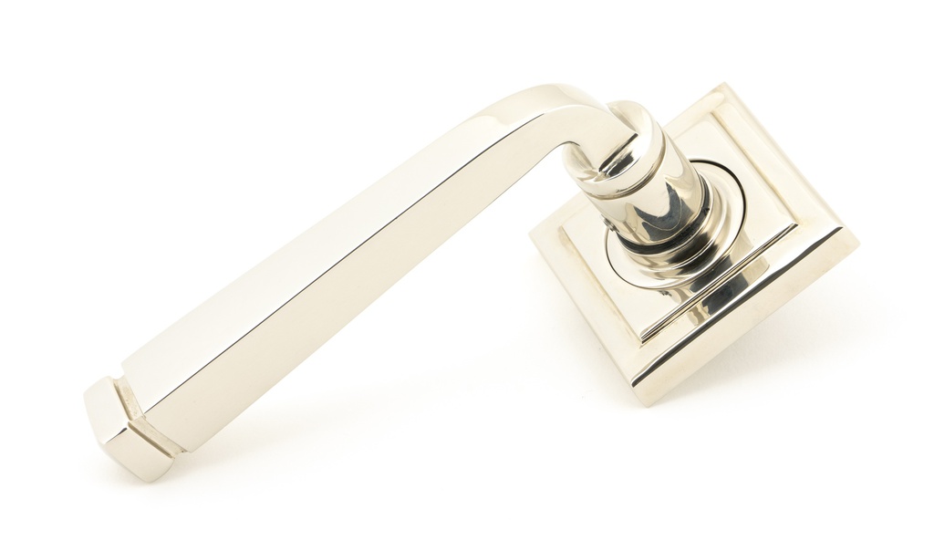 Polished Nickel Avon Round Lever on Rose Set (Square) - Unsprung - 49956