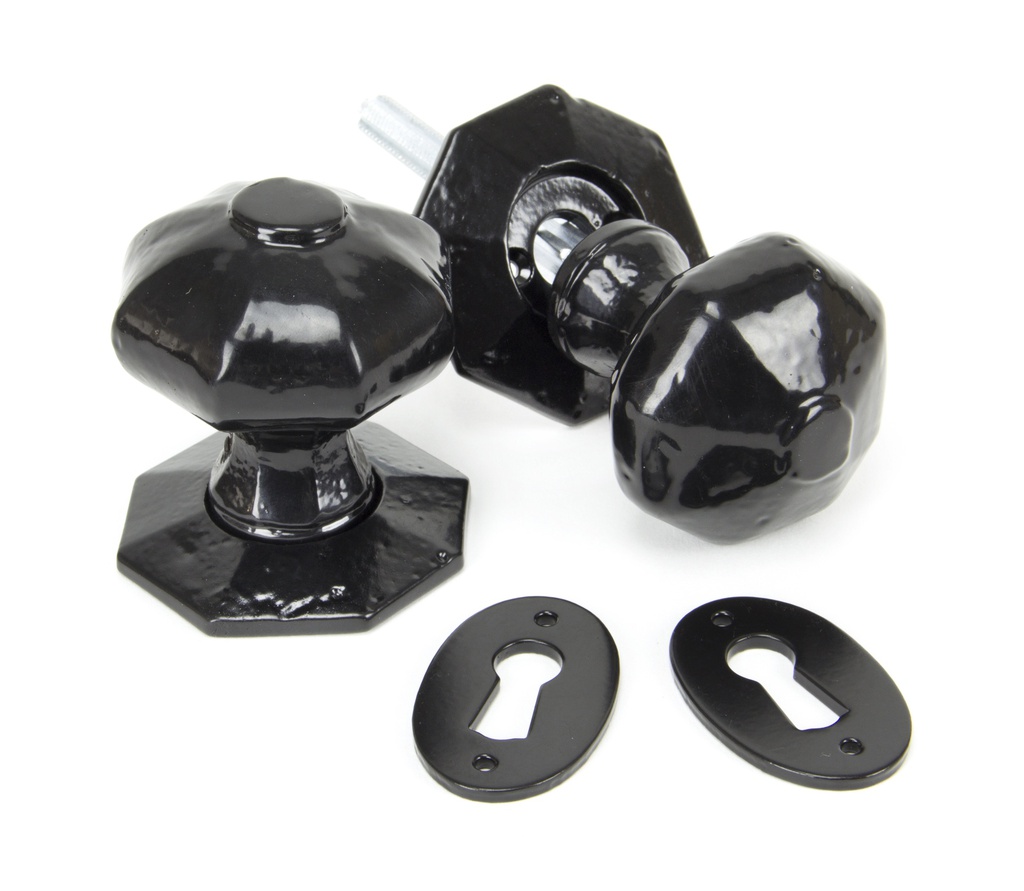 Black Octagonal Mortice/Rim Knob Set - 33250