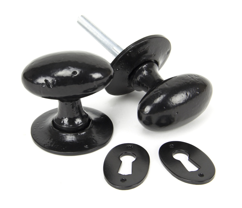 Black Oval Mortice/Rim Knob Set - 33251