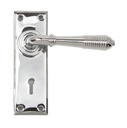 Polished Chrome Reeded Lever Lock Set - 33306