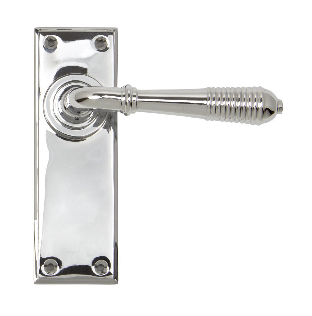 Polished Chrome Reeded Lever Latch Set - 33307