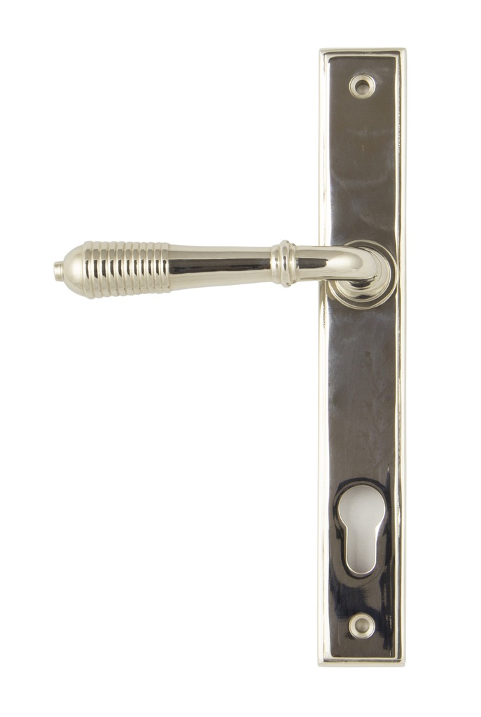 Polished Nickel Reeded Slimline Lever Espag. Lock Set - 33316