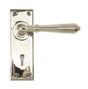 Polished Nickel Reeded Lever Lock Set - 33324