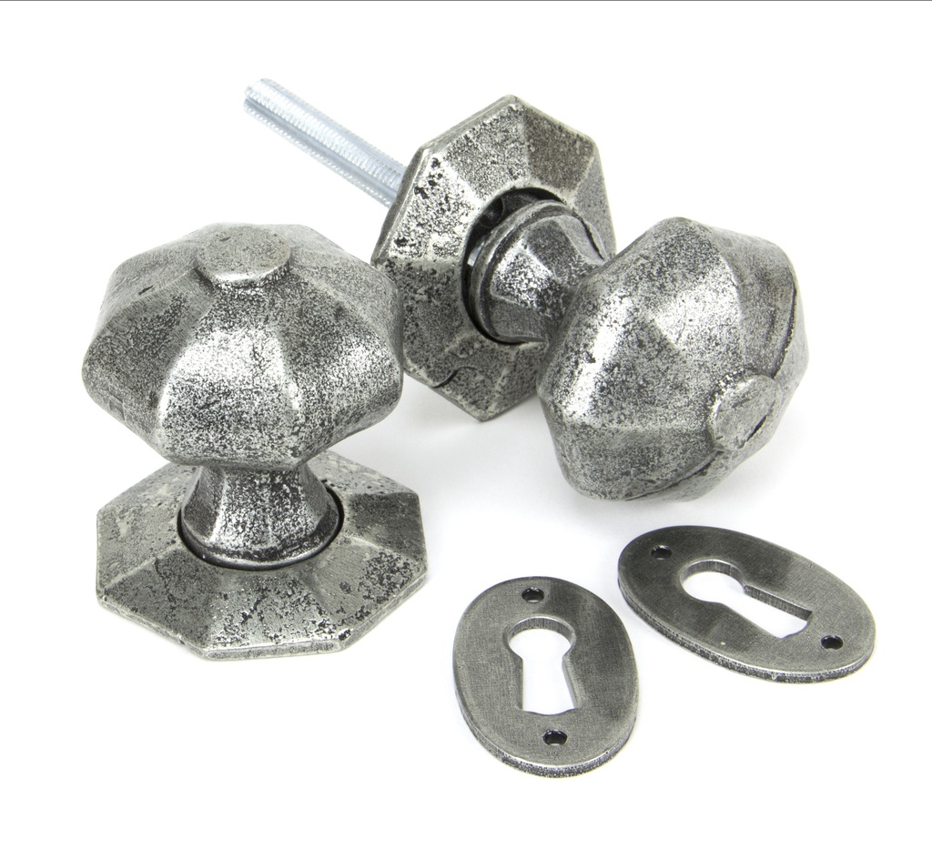 Pewter Octagonal Mortice/Rim Knob Set - 33643