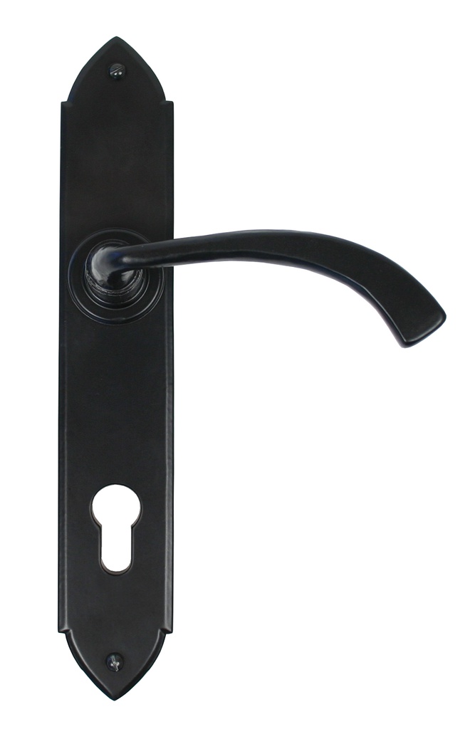 Black Gothic Curved Lever Espag. Lock Set - 33764