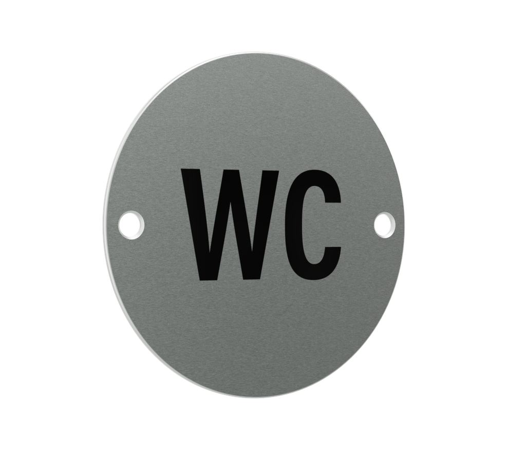 WC Sign - 76mm diameter - Satin Stainless Steel