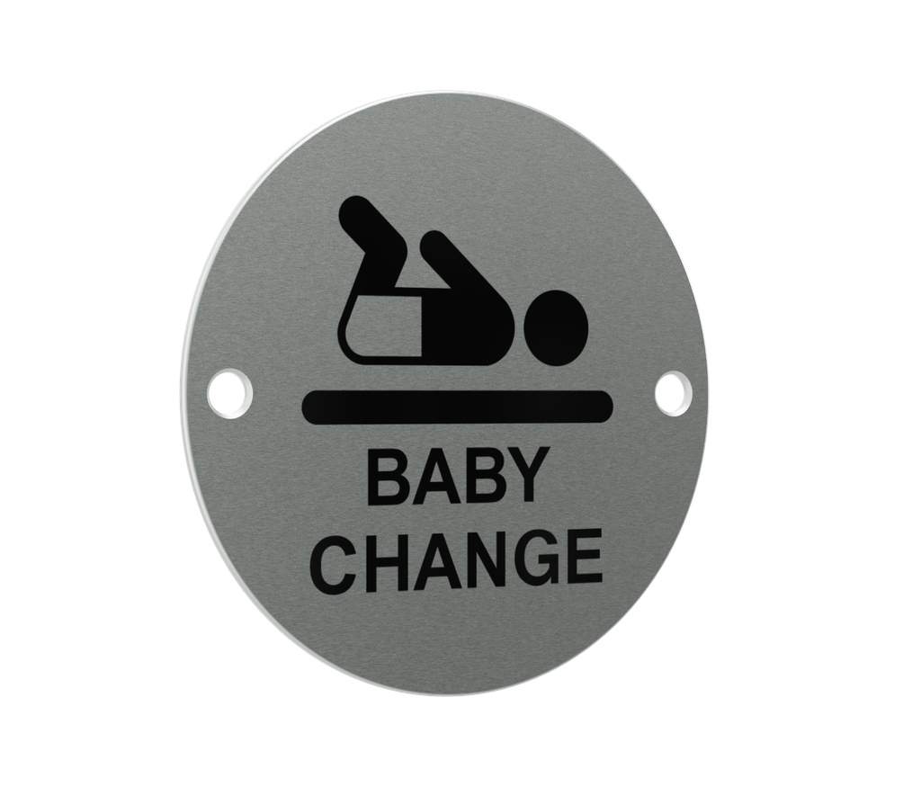 Baby Change Symbol - 76mm diameter - Satin Stainless Steel
