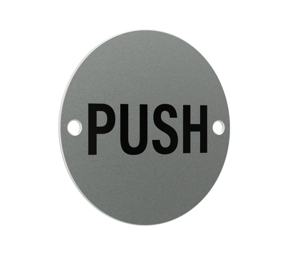 Push Sign - 76mm diameter - Satin Stainless Steel