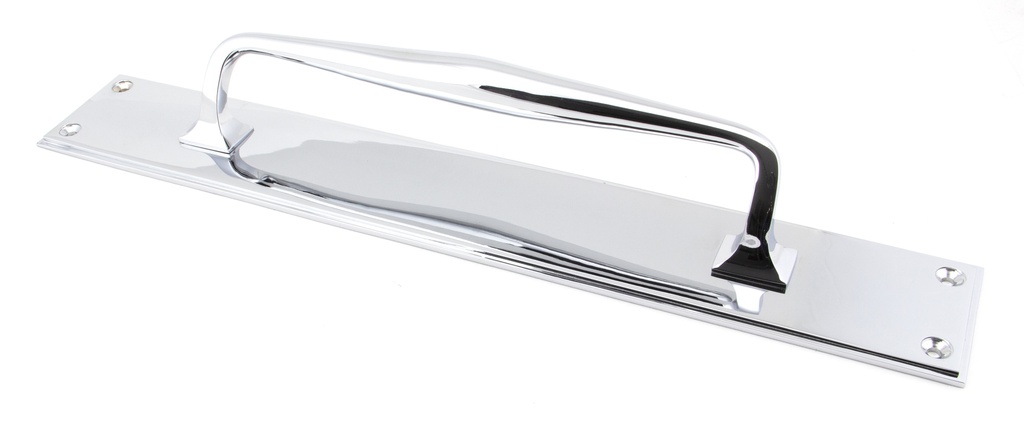 Polished Chrome 425mm Art Deco Pull Handle on Backplate - 45375