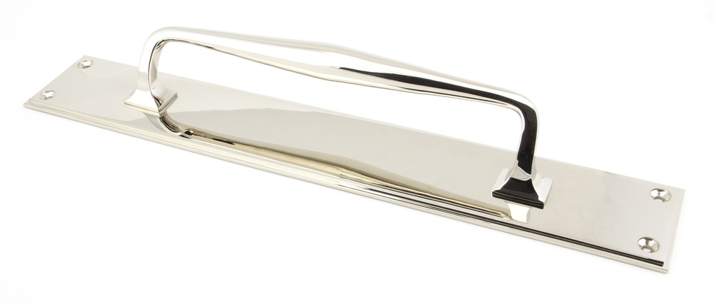 Polished Nickel 425mm Art Deco Pull Handle on Backplate - 45376