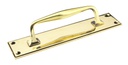 Aged Brass 300mm Art Deco Pull Handle on Backplate - 45379