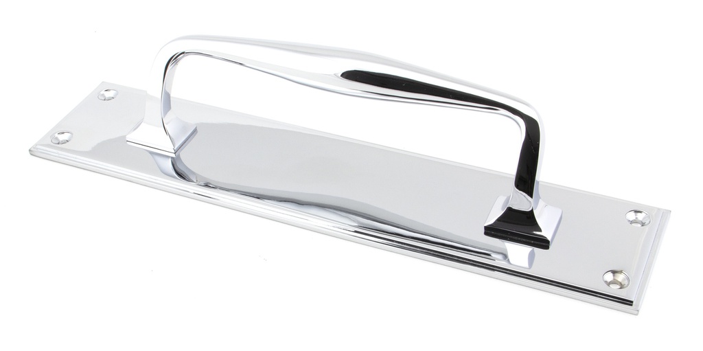 Polished Chrome 300mm Art Deco Pull Handle on Backplate - 45380