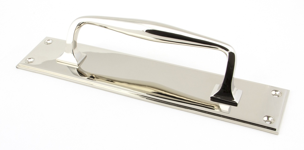 Polished Nickel 300mm Art Deco Pull Handle on Backplate - 45381