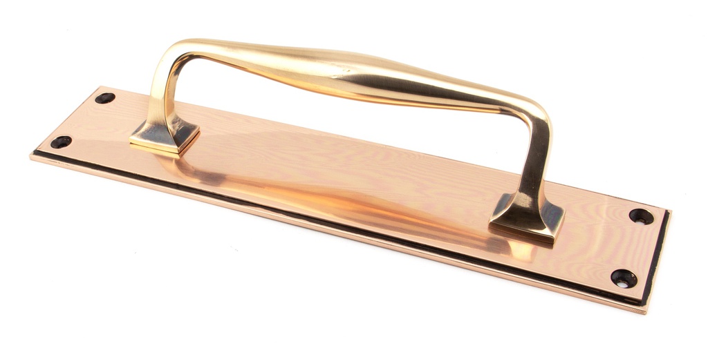 Polished Bronze 300mm Art Deco Pull Handle on Backplate - 45383