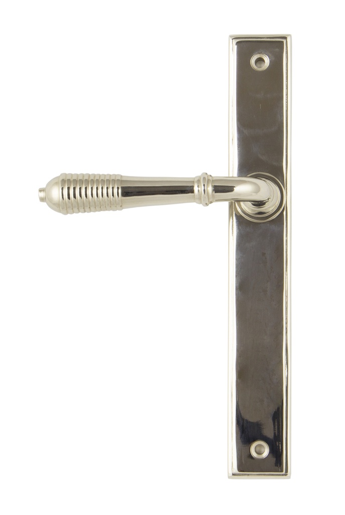 Polished Nickel Reeded Slimline Lever Latch Set - 45425