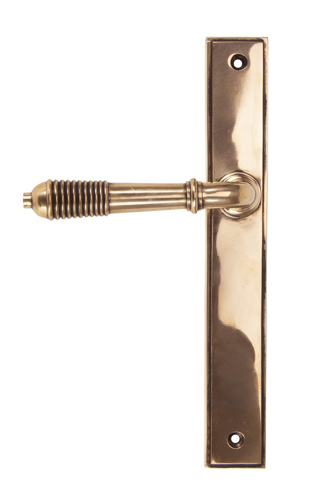 Polished Bronze Reeded Slimline Lever Latch Set - 45428