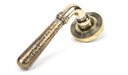 Aged Brass Hammered Newbury Lever on Rose Set (Beehive) - 46071