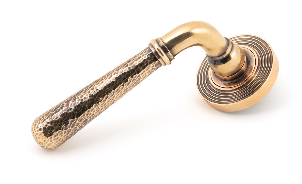 Polished Bronze Hammered Newbury Lever on Rose Set (Beehive) - 46087