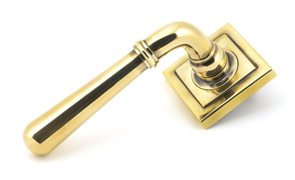 Aged Brass Newbury Lever on Rose Set (Square) - 45758