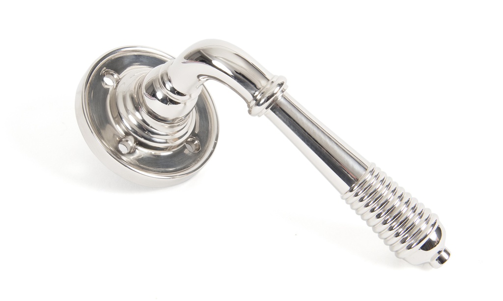 Polished Nickel Reeded Lever on Rose Set - Unsprung - 50087