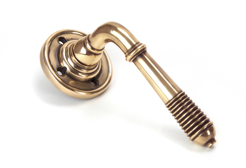 Polished Bronze Reeded Lever on Rose Set - Unsprung - 50090