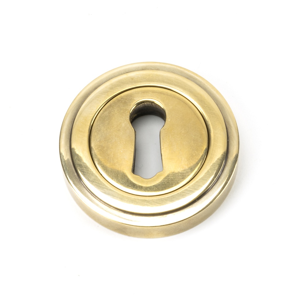 Aged Brass Round Escutcheon (Art Deco) - 45684