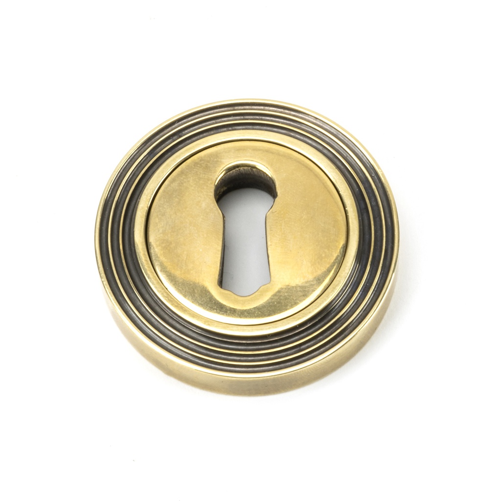 Aged Brass Round Escutcheon (Beehive) - 45685