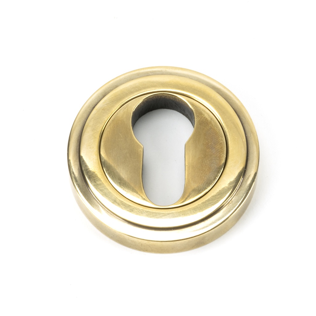 Aged Brass Round Euro Escutcheon (Art Deco) - 45708