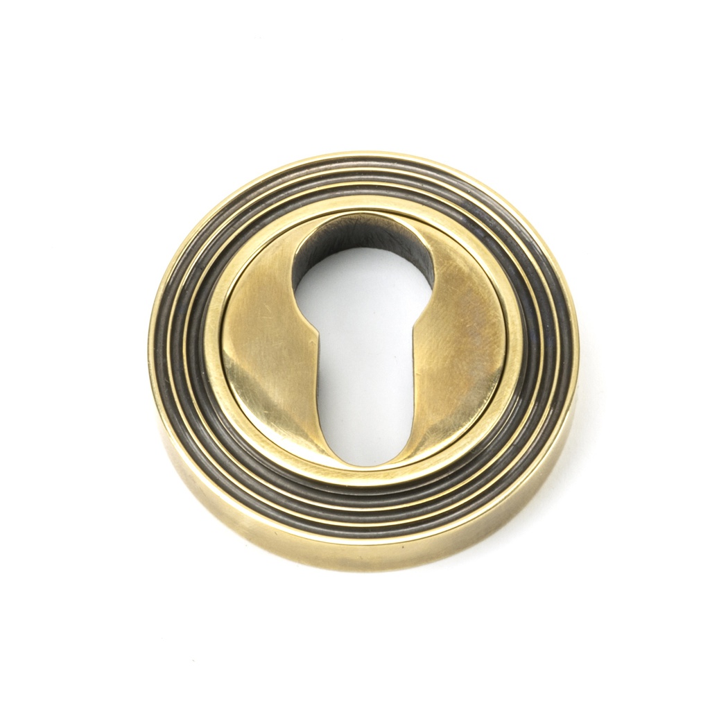 Aged Brass Round Euro Escutcheon (Beehive) - 45709