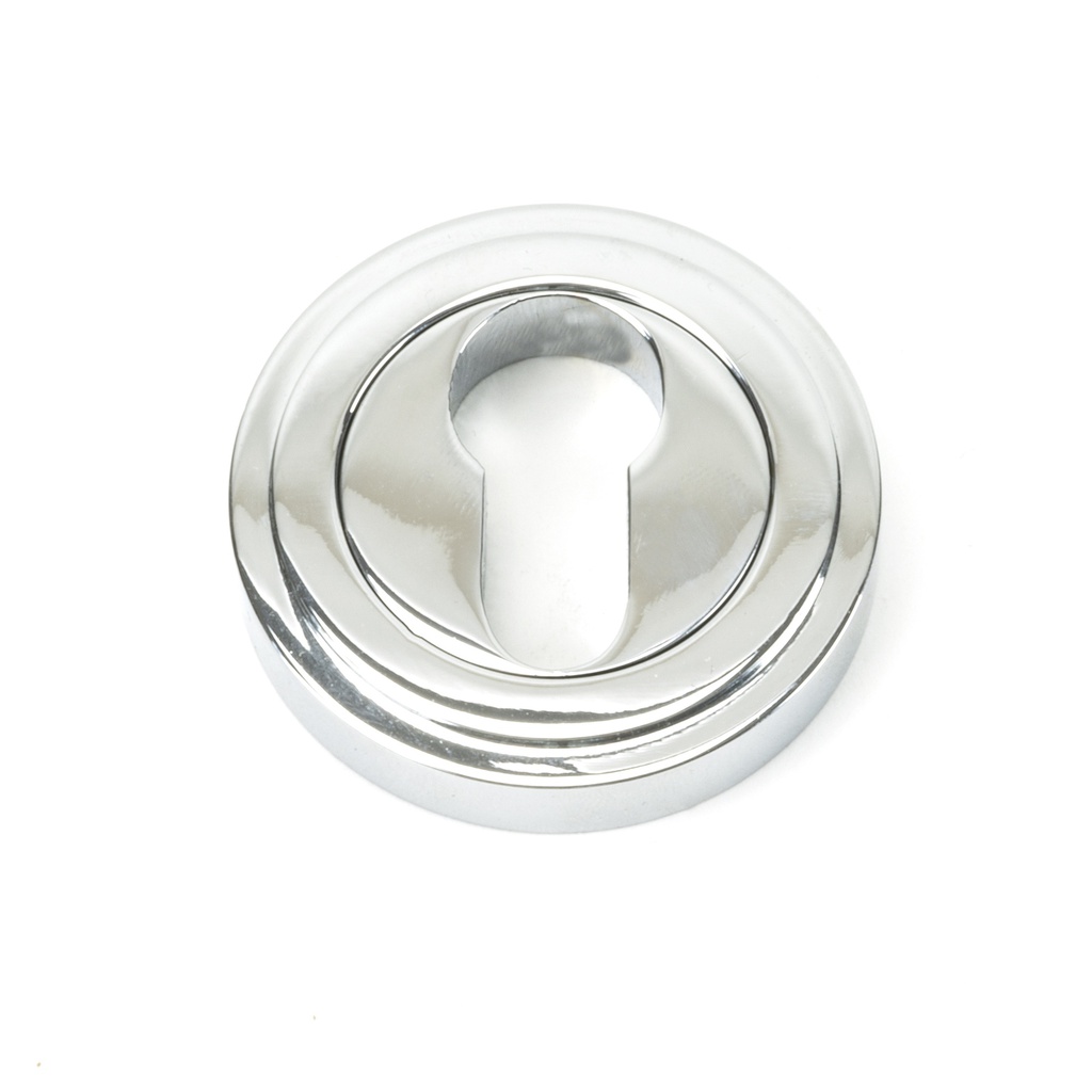 Polished Chrome Round Euro Escutcheon (Art Deco) - 45712